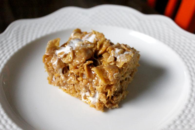 Recipe for Peanut Butter Cornflake Marshmallow Bars by freshfromthe.com