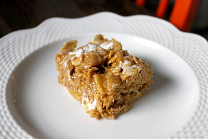 Recipe for Peanut Butter Cornflake Marshmallow Bars by freshfromthe.com