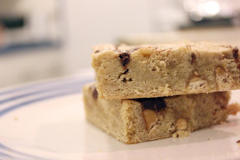 Nutella Swirl Peanut Butter Chip Blondies by freshfromthe.com