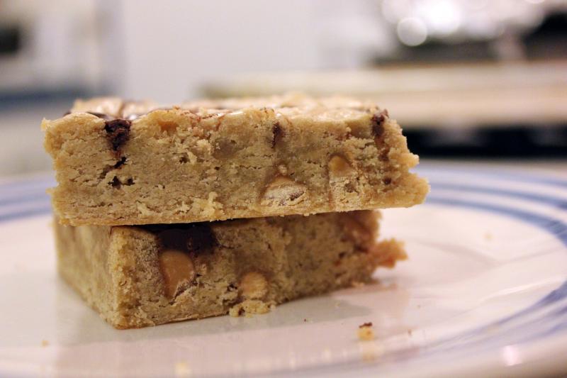 Nutella Swirl Peanut Butter Chip Blondies by freshfromthe.com